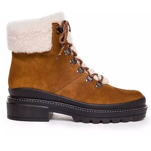 New Bernardo Anthropologie 8.5 & 10 Brown Suede Sherpa LaceUp Hiker Athleisure